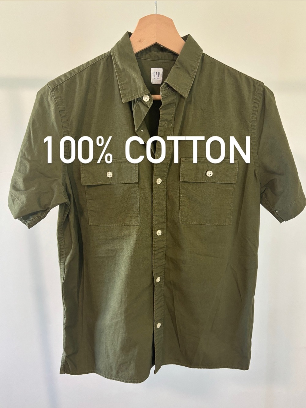 GAP Kids Short Sleeve Utility Shirt - Olive Green | 100% cotton | size XXL